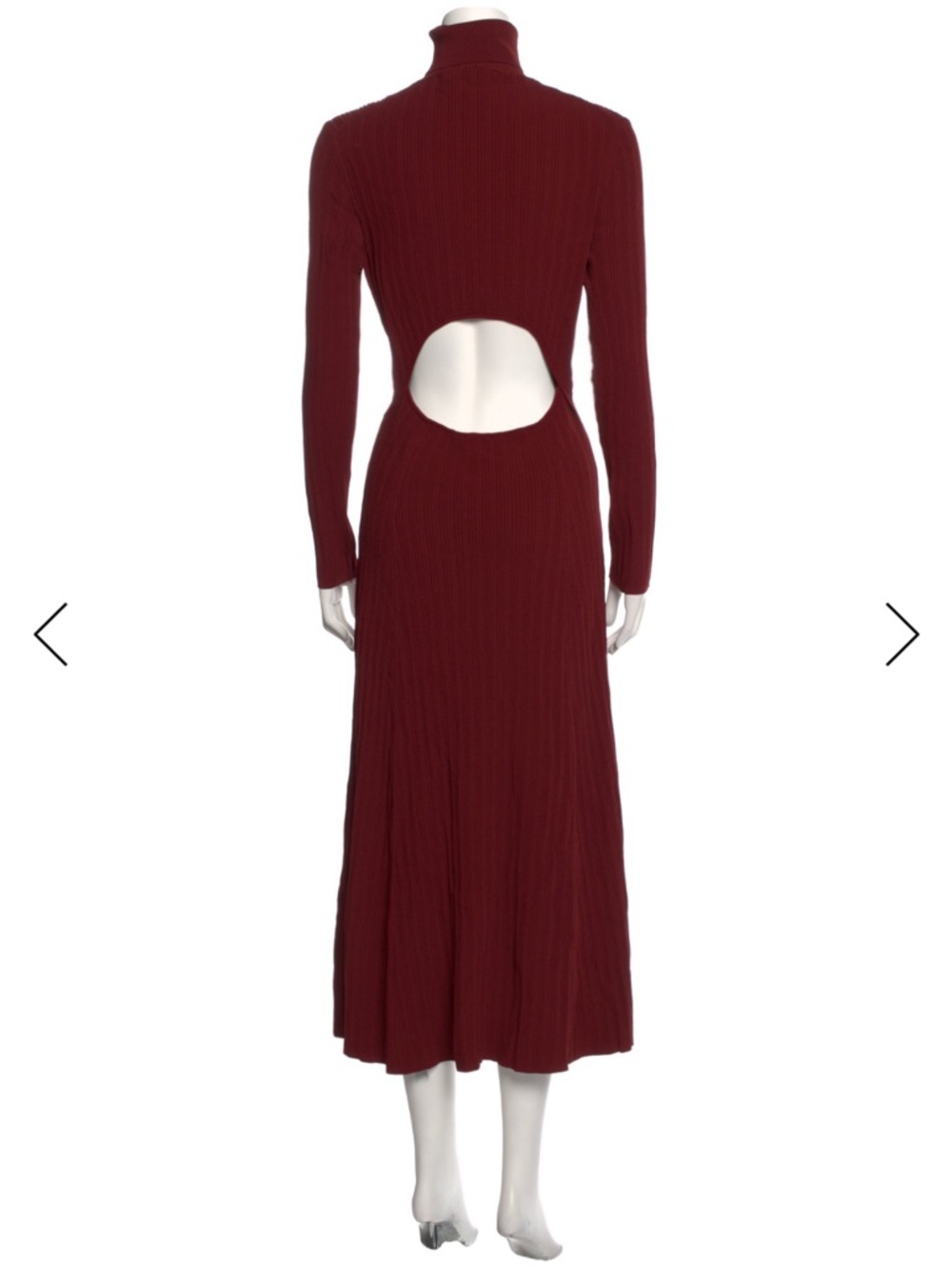 Proenza Schouler Burgundy Ribbed Long-Sleeve Maxi Dress - Picture 3 of 5